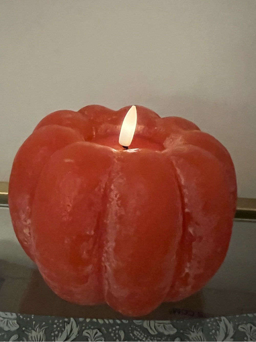 Pumpkin-Shaped wax LED Candle - Unbranded